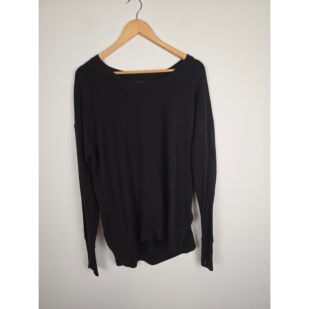 Athleta Coaster Luxe Sweatshirt Black Long Sleeve Relaxed Fit Women's Size L